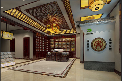 洋县古朴典雅的中式茶叶店大堂设计效果图