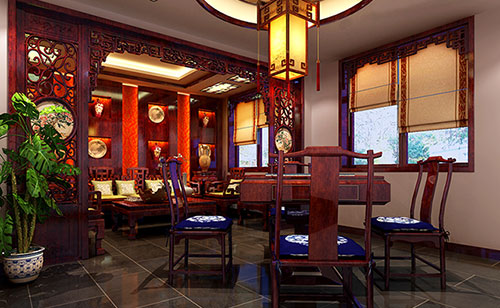 洋县古典中式风格茶楼包间设计装修效果图