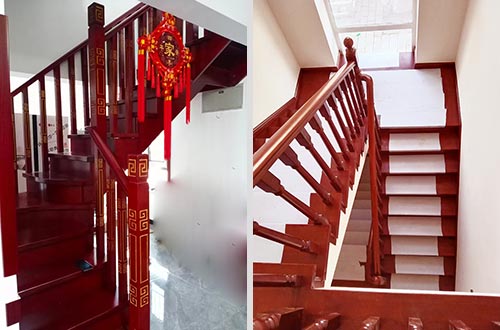 洋县自建别墅中式实木楼梯全屋定制设计效果图